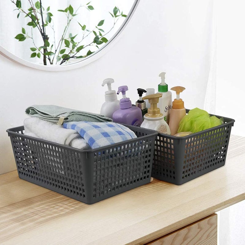 Ortodayes 3 Packs Grey Storage Baskets, Plastic Kitchen Organizing Bins - Image 4